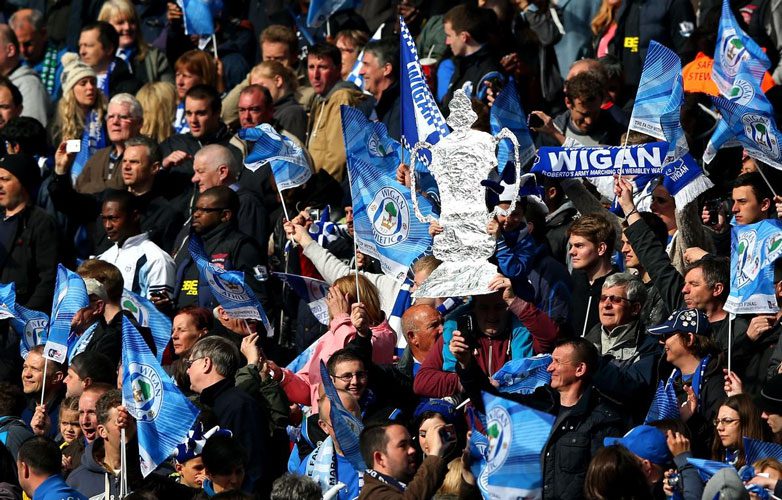 Wigan Athletic fans celebrate FA Cup win at Wembley