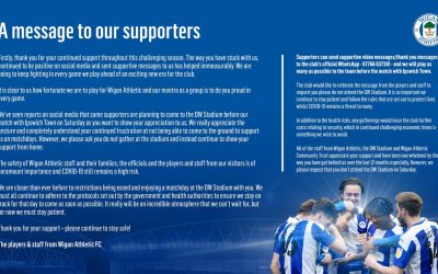 Players appeal to fans at Wigan Athletic